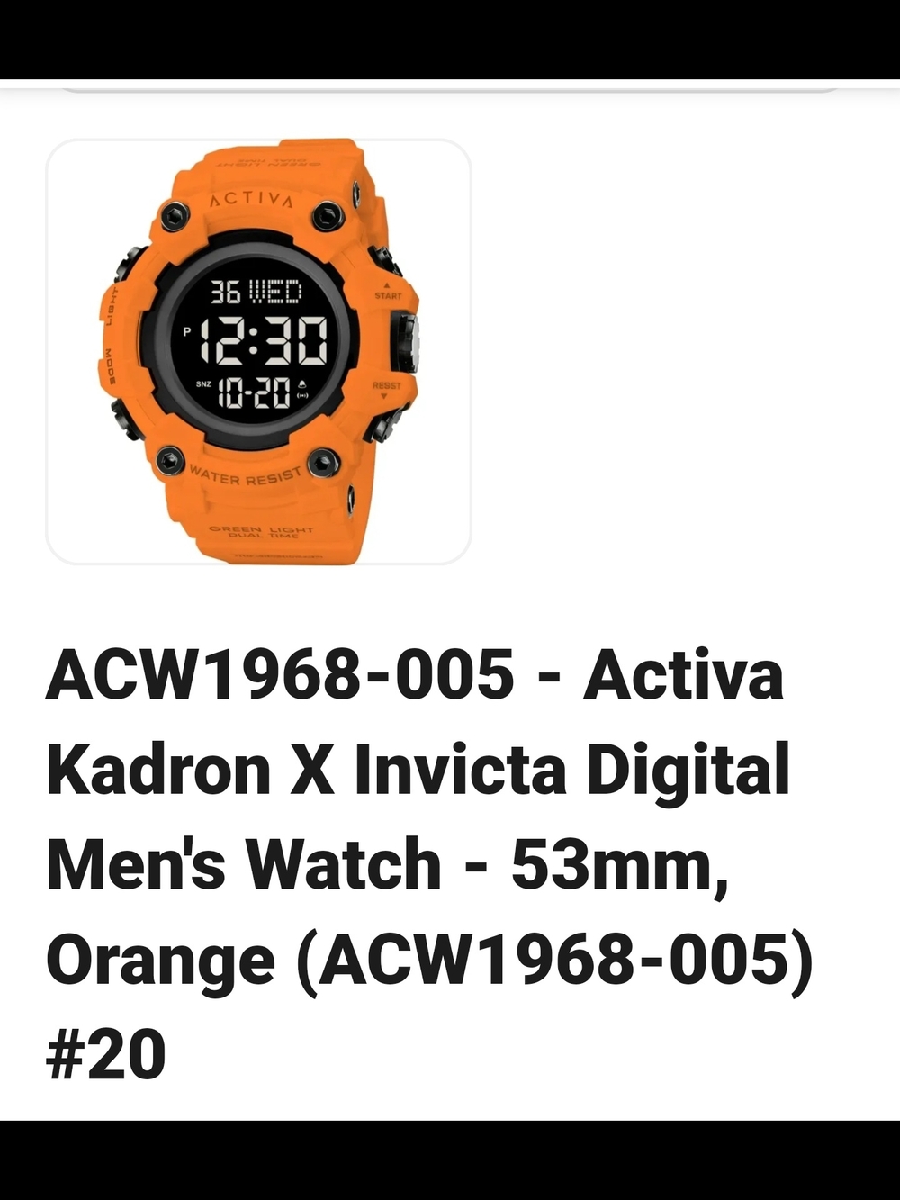 Invicta Activa Kadron X Digital Watch - Orange and Black